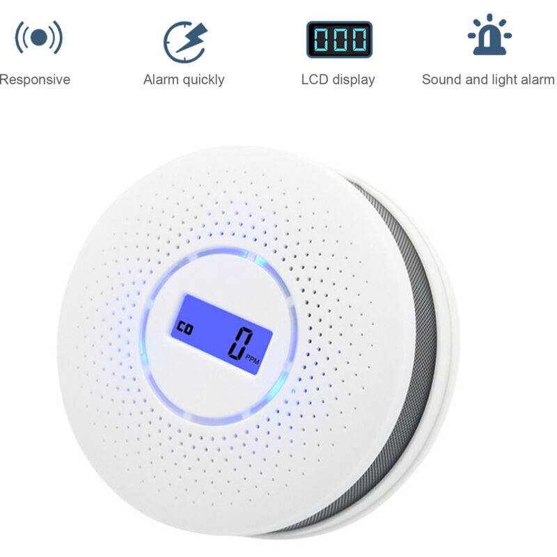Kohlenmonoxid-melder, Rauchmelder, Hausalarm Für Kohlenmonoxid Und Rauch, Lcd-digitalanzeige, Hohe Präzision, Niedriger Stromverbrauch, Kombinierter Rauch- Und Kohlenmonoxidmelder 2