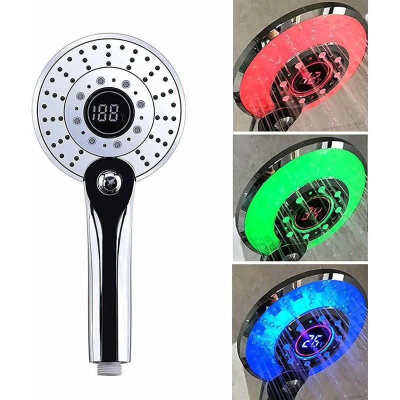 Led-duschkopf Mit 3 Farben – Digitale Temperaturanzeige – Wassersparend – 3 Strahlarten – Robustes Galvanisiertes Abs