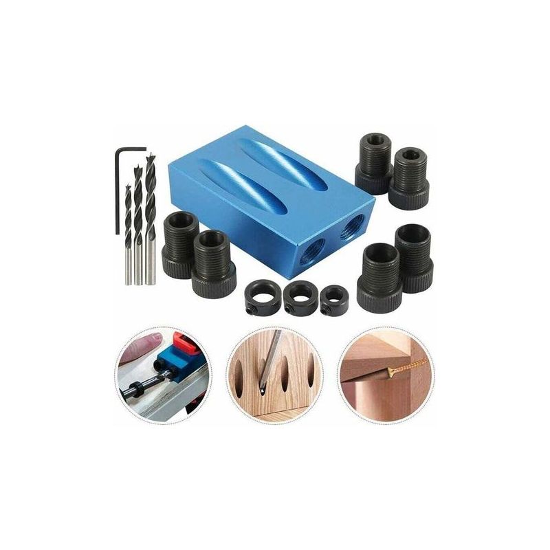 14-teiliges Taschenloch-schablonenset, 15° Positionierwinkel Für Dorn, Holzbearbeitungswerkzeug, Schraubenloch-positionierer, Bohrschablonen-set, Schablonenklemmen Für Die Holzbearbeitung