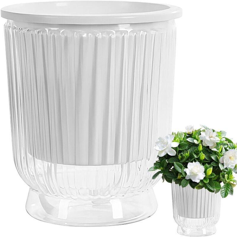 Automatische Bewässerungstöpfe Für Innenräume, 12 Cm Kunststoff-blumentöpfe Mit Automatischer Bewässerung, Baumwolldocht Und Wasserspeicher Für Zimmer- Und Außenpflanzen