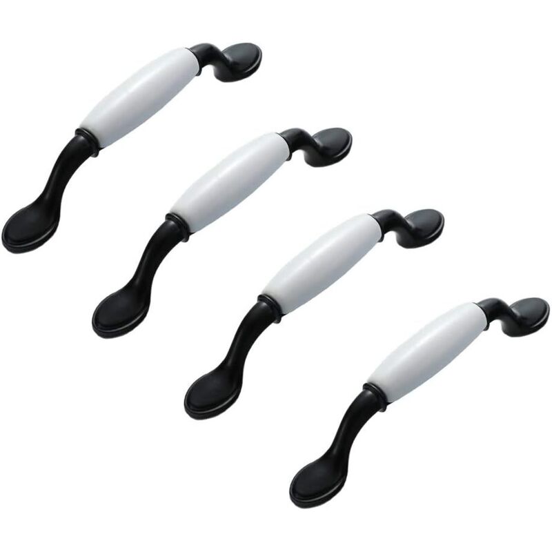 4 X Keramik-möbelgriffe Im Europäischen Stil, Küchenmöbelgriff Aus Keramik Und Aluminiumlegierung, Schubladengriff 96 Mm, Mit Schrauben