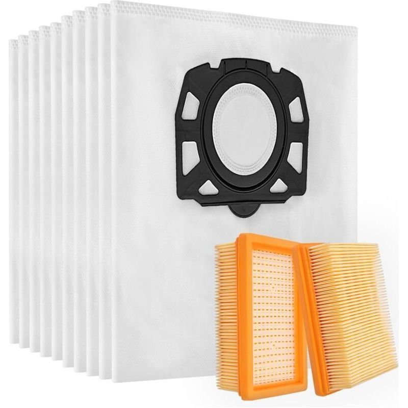 Kit Mit 10 Staubsaugerbeuteln Und 2 Filtern Für Karcher Wd4 Wd5 Wd6 Mv4 Mv5 Mv6