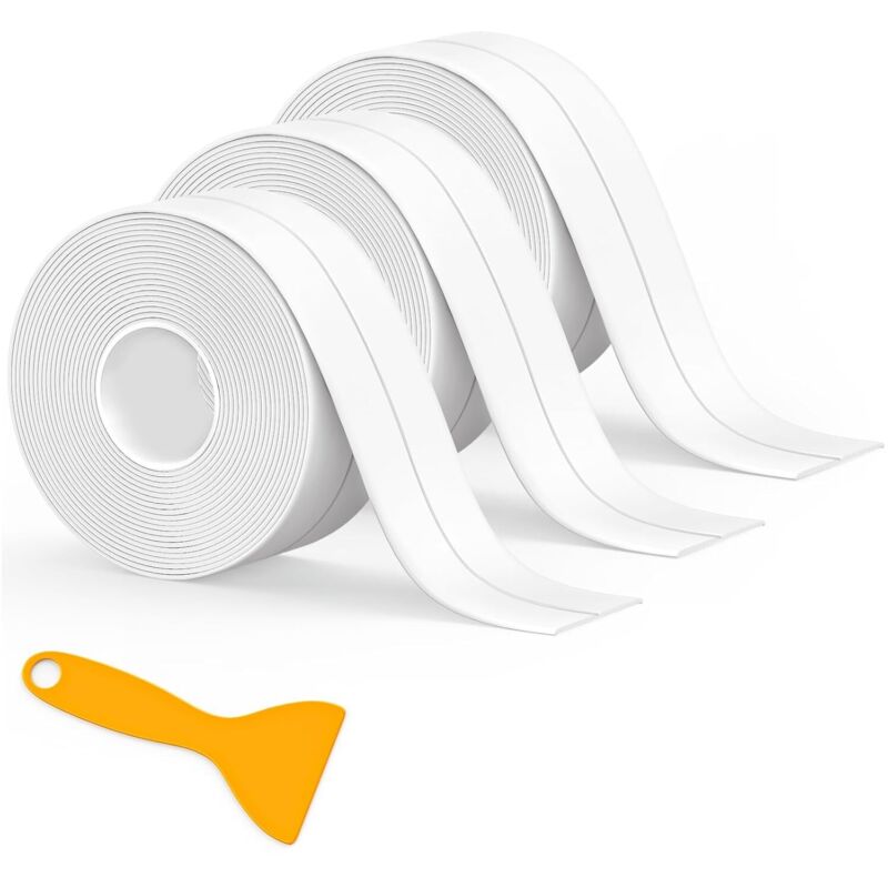 3er-pack Weiße Silikondichtungsstreifen Für Badezimmer, Selbstklebendes Weißes Dichtband, Wasserdichtes Abdichtband Für Küche, Auslaufsicher, Geeignet Für Badezimmer Und Toiletten