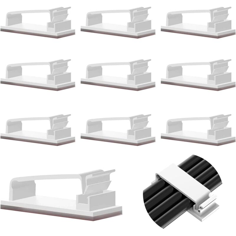 10 Selbstklebende Kabelclips, Langlebige Clips Für Tv, Pc, Laptop, Ethernet-kabel, Home-office (weiß)