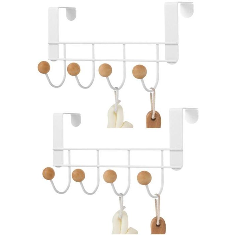 2 Stück Türhaken Zum Aufhängen, 4 Haken, Garderobe Für Türen Ohne Bohren, Türkleiderbügel, Handtuchhalter Badezimmer Organizer