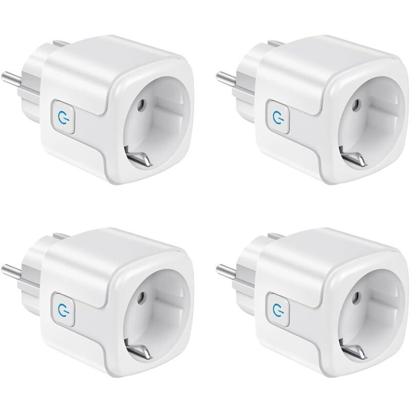 Intelligente Wlan-steckdose, 2,4 Ghz Smart Plug, Typ F, 16 A, Energieverbrauchsüberwachung, Sprachsteuerung, Fernbedienung, 4er-pack Intelligente Steckdosen, Kompatibel Mit Alexa, Google H