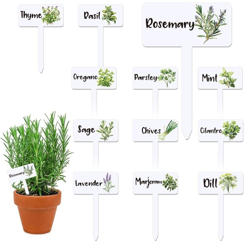 24er-set Acryl-pflanzenetiketten – 12 Designs – Gartenmarker – Wasserdicht Und Wiederverwendbar – Mit Beschriftung Für Indoor- Und Outdoor-gartendekoration