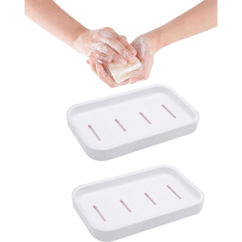 2 Stück Seifenschale, Seifenablage, Doppelschicht-seifenschale, Wasserdichte Kunststoff-seifenschale, Seifensparer Für Die Dusche, Abtropfen Und Trocken Halten, Für Badewanne, Küchenspüle (weiß)