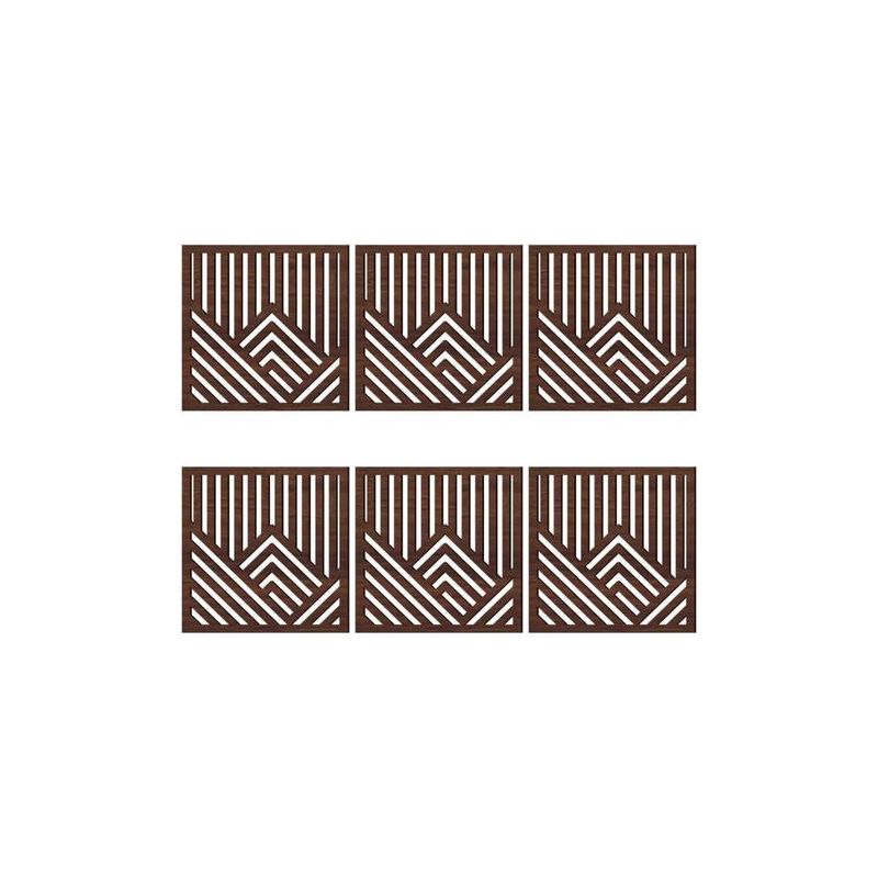 Set Aus 6 Dekorativen Holzwandpaneelen – Jinfgerne – Durchbrochenes Bergmotiv – Innendekoration