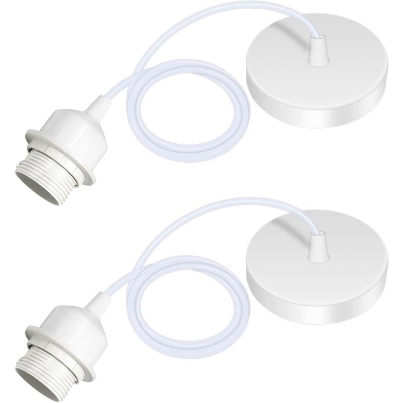 2er-set E27 Pendelleuchten Mit Schraubring, 100 Cm Verstellbares Kabel, E27 Lampenfassung, Kompatibel Mit Lampenschirmen, Für Deckenbeleuchtung In Wohnzimmer Und Schlafzimmer (weiß)
