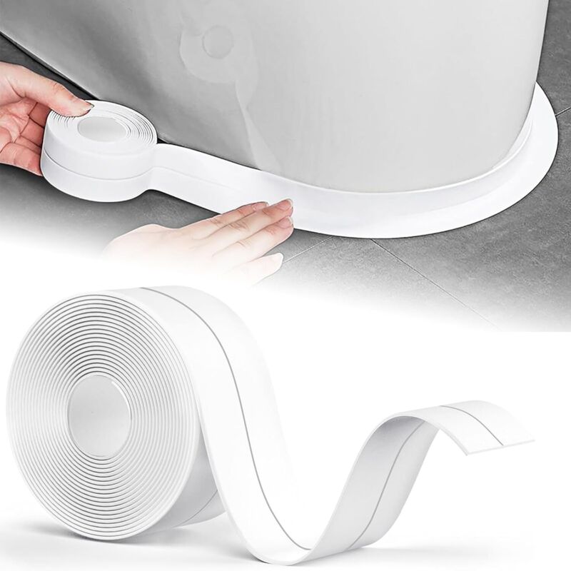 Weißer Silikonkautschuk Für Badezimmer, 5 M X 38 Mm Badewannendichtungsband, Wasserdichtes Und Schimmelresistentes Dichtband, Selbstklebend, Flexibel, Geeignet Für Sockelleisten