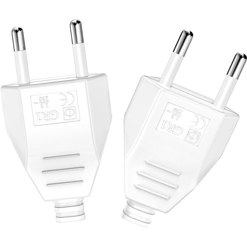 A Blanc 2-teiliger Europäischer Stecker, Elektrischer Stecker Männlich 250v 2.5a, Euro-stecker Dekorativer Haushaltsstecker Zum Einbau Oder Austausch