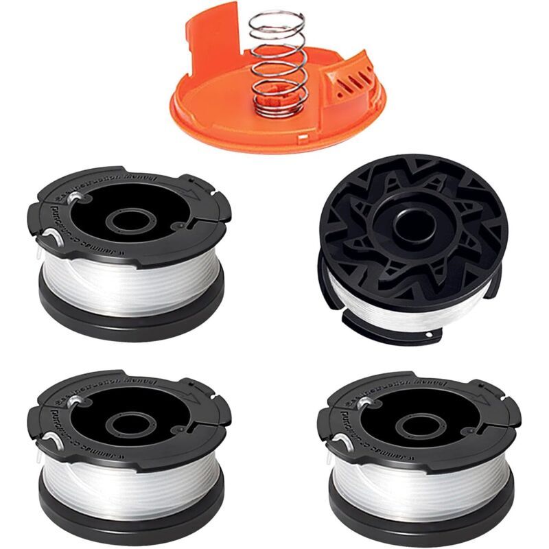 4 Spulen Draht Passend Für Black+decker A6481 A6485 Af-100-3zp, Ersatz-fadenkopf Für St5530-gb Glc3630l20-gb Stc1820pc-gb Besta530-gb Besta525-gb (4 Spulen + 1 Deckel + 1 Feder)
