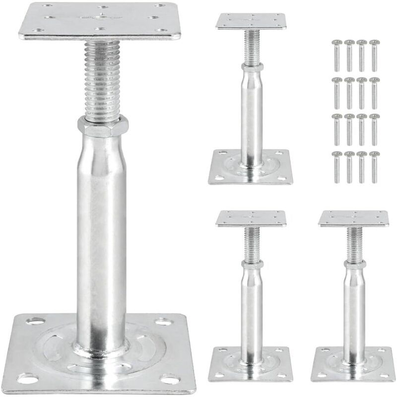 4 Stück Höhenverstellbare Pfostenhalter 150 Mm–200 Mm, Verzinkte Holzpfostenstützen, Verstellbare Pfostenlöcher, Bodenfußstützen Aus Beton Für Zaun, Carport, Pergola, Unterstand