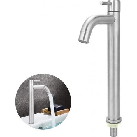 Einzelwaschtischarmatur Aus Edelstahl – Höhe 30 Cm – Auslaufhöhe 21,5 Cm – Einfache Montage Dank 2 Cm Zulaufdurchmesser