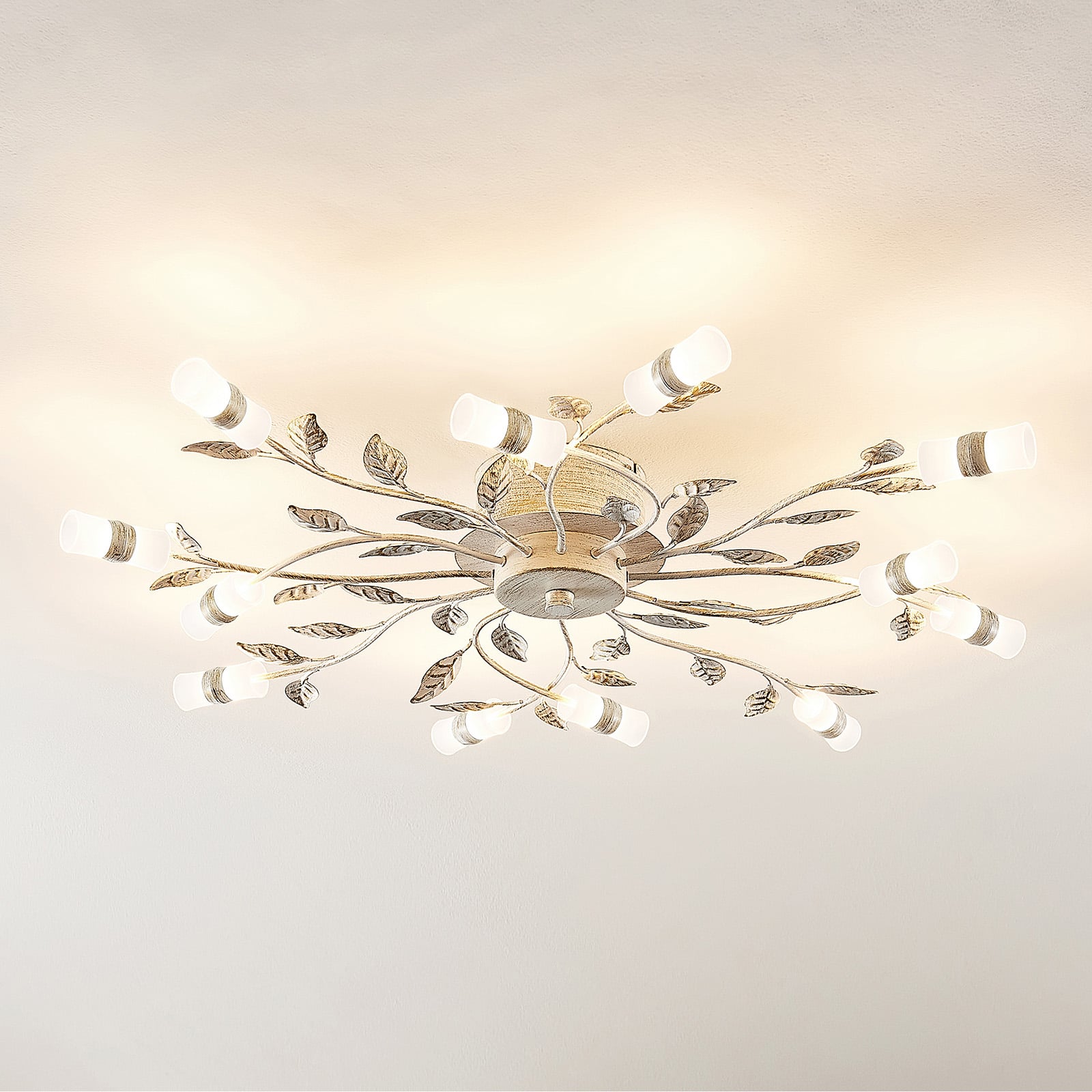 [neuwertig] B-ware Lindby Deckenleuchte Bolonia Led Lampe Leuchte Bronze Weiß Ø80cm 32w 3000k