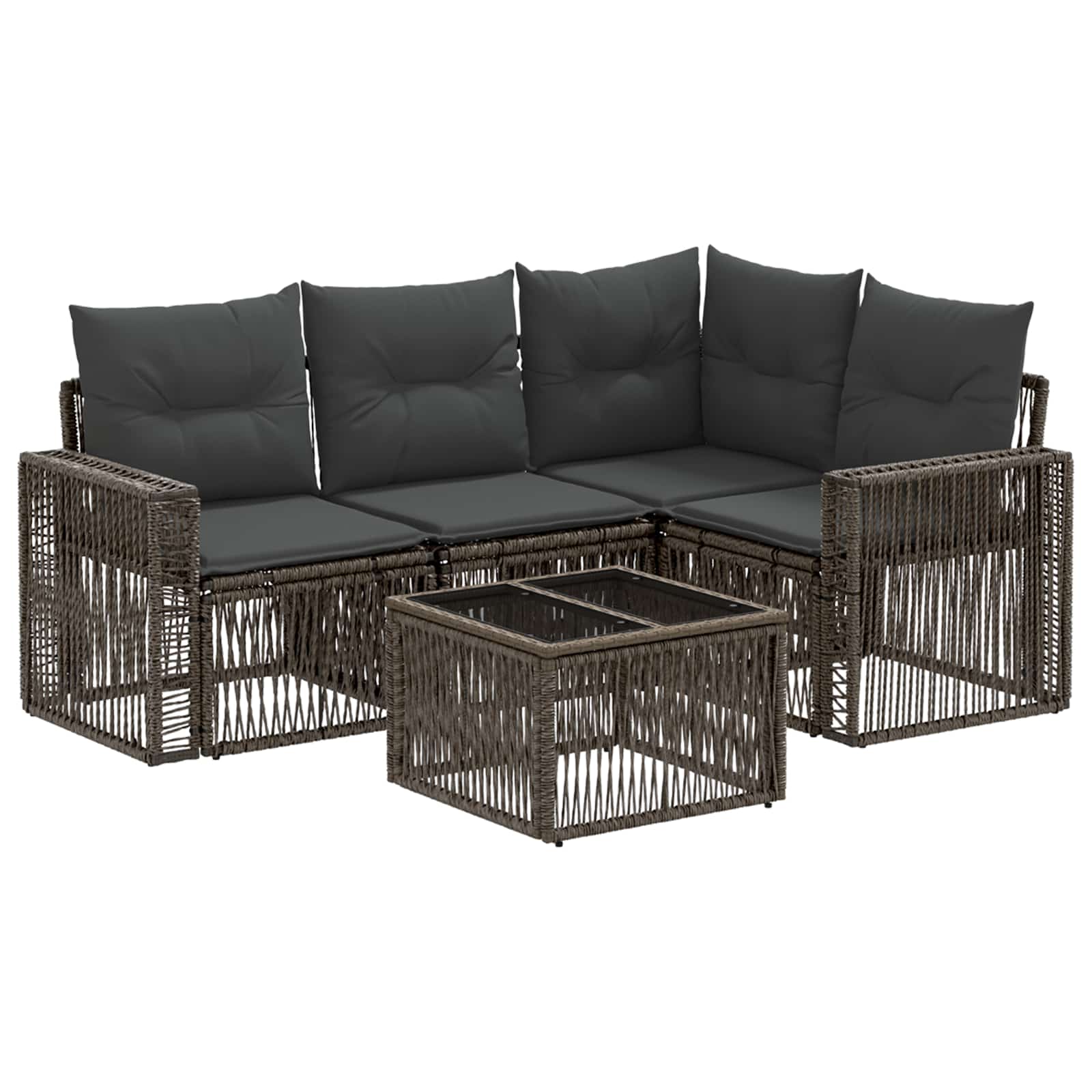 Maison Exclusive - Gartensofa-set 5 Stk. 4-sitzer Grau Und Dunkel