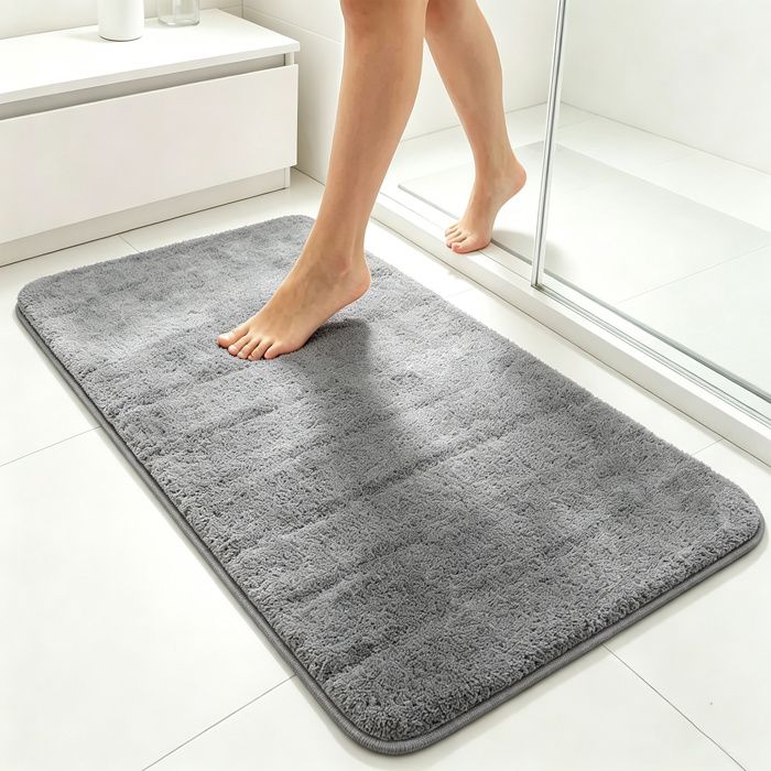 Weicher, Hochabsorbierender Badteppich - Rutschfester Tpr Für Sicherheit Im Badezimmer - Komfort Für Barfuß - Anthrazit 50x80 Cm