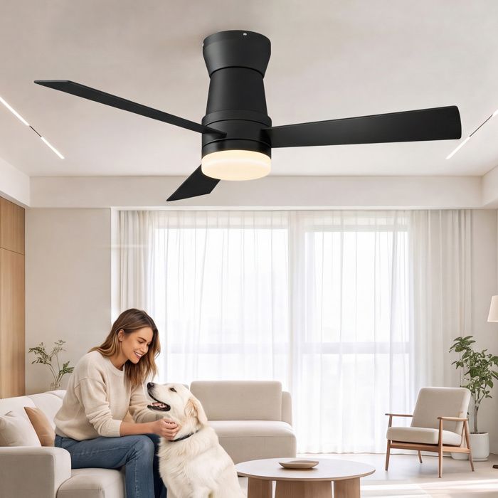 Deckenventilator Mit Led - Leise Und Umkehrbar - 6 Geschwindigkeiten - Mit Fernbedienung - 132 Cm - Schwarz