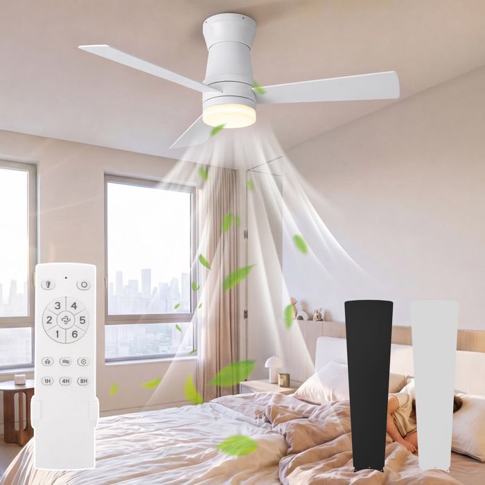 Deckenventilator Mit Led-beleuchtung, 3 Abs-blätter, Fernbedienung Inklusive, Für Schlafzimmer Und Wohnzimmer, Weiß