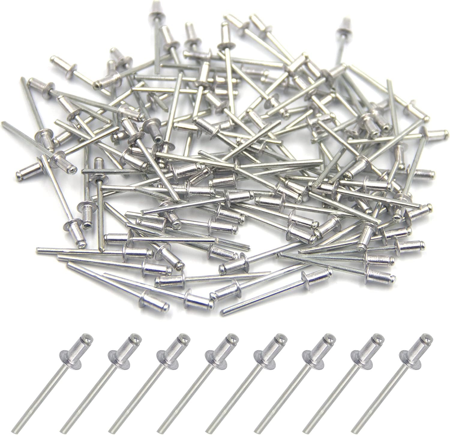 100 Pièces De Rivets Aveugles En Aluminium 3.2 X 6mm, Rivets À Bout Ouvert, Rivets Pop, Paquet De 100 (argent) Pour Le Bricolage, L'Atelier, L'Automobile, L'Amélioration De La Maison Et La Réparation