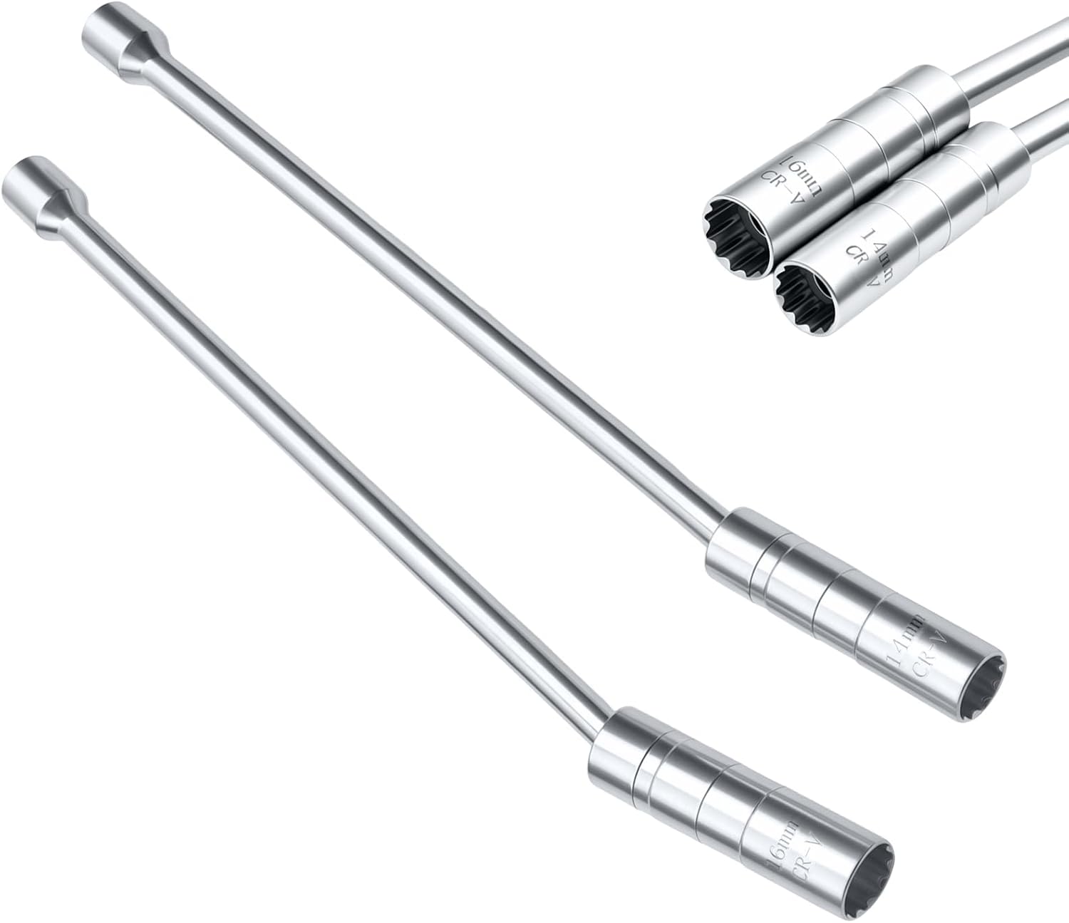 Lot De 2 Cle A Bougie, 14 Mm, 16 Mm, À Long Manche, En Acier, Douille Bougie, Outils De Réparation Automobile, Outils Pour Le Montage Et Le Démontage Des Bougies D'Allumage