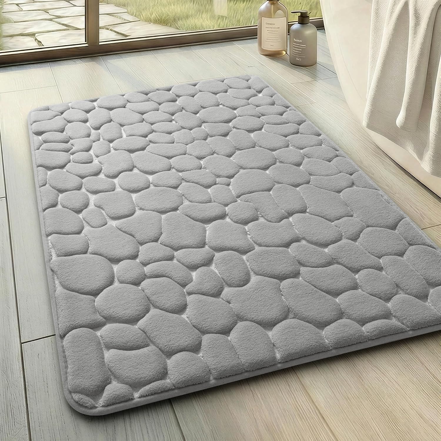 Tapis De Bain En Mousse À Mémoire De Forme - Tapis De Douche Absorbant - Tapis De Bain - Tapis Décoratif - Antidérapant - Pour Salle De Bain Et Salon - 43 X 61 Cm - Gris Foncé