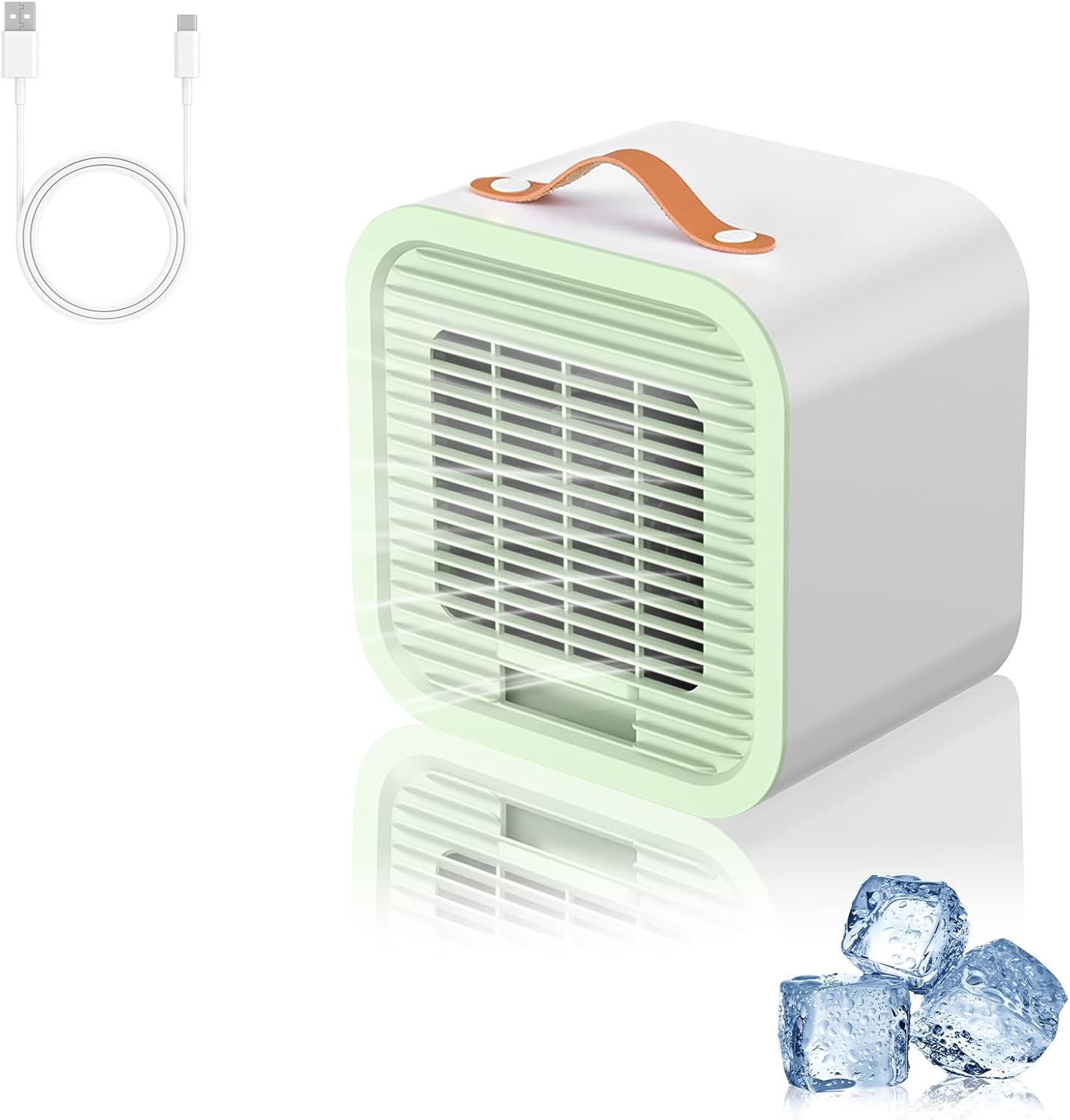Climatiseur Mobile, Mini Rafraîchisseur D'Air Personnel Silencieux Avec 3 Vitesses, Ventilateur Rechargeable Usb Pour Bureau, Chambre, Camping, Extérieur