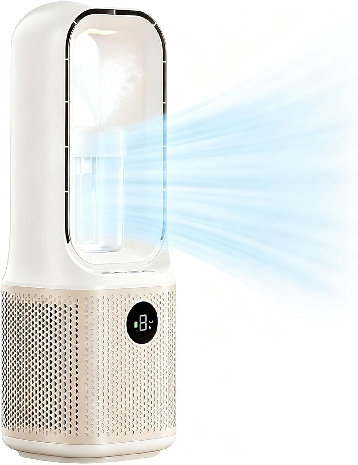 Ventilateur Colonne Sans Pale 3-en-1 36 X 14,6 Cm 3500mah Mini Ventilateur Rafraîchisseur D'Air Rechargeable Usb Avec Humidificateur 9 Vitesses Chambre/bureau/camping