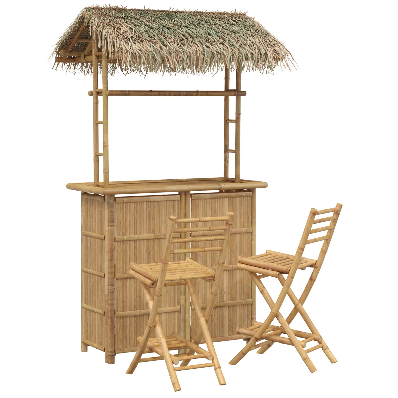 Outdoor Bar Tisch Und Hocker 3 Stk. 2-sitzer Natur Bambus Vidaxl
