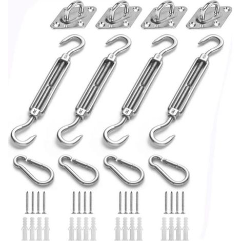 44-teiliges Befestigungsset, Edelstahl 304, Verstellbarer Spanner, Hochleistungsschrauben, Für Sonnensegel Für Garten Und Terrasse
