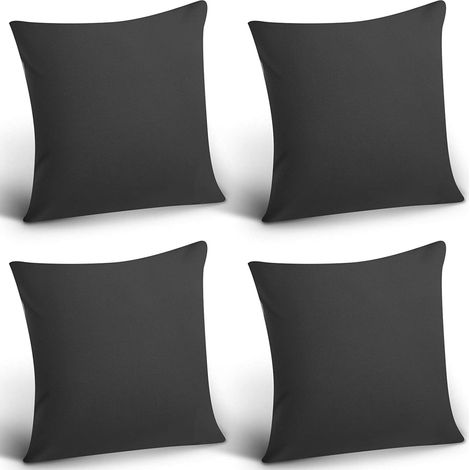 Set Mit 4 Quadratischen, Wasserdichten, Pu-beschichteten Kissenbezügen Für Den Innen- Und Außenbereich