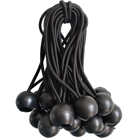 Packung Mit 20 Schwarzen, Uv-beständigen, 12,7 Cm Langen Elastischen Kugelgummiseilen Für Planen, Unterstände Und An Der Wand Befestigte Rohre
