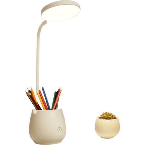 1 Led-schreibtischlampe, 3 Modi, Usb-anschluss, Stifthalter, Handyhalterung, Schwanenhals, Für Schüler
