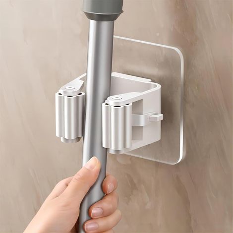 Set Mit 2 Wandhalterungen, Kunststoffhaken, Bohrfreie Montage, Starker Klebstoff, Für Wischmopp, Küche, Bad
