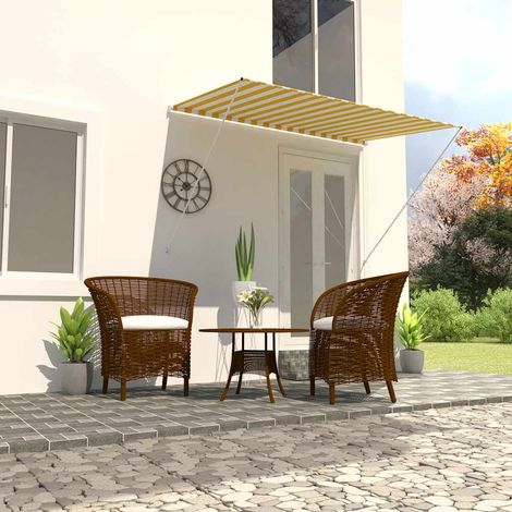 Store Banne Rétractable 200×150 Cm Gelb Und Weiß