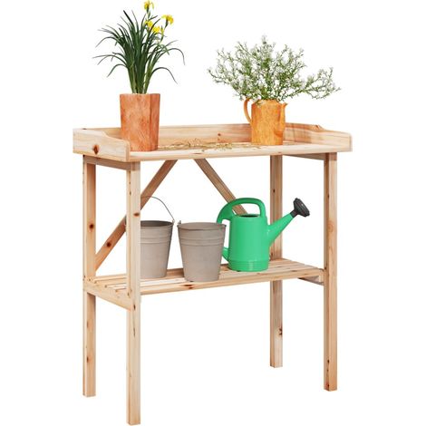 Gartentisch Mit Ablage, 78 X 38 X 82,5 Cm, Aus Massivem Tannenholz