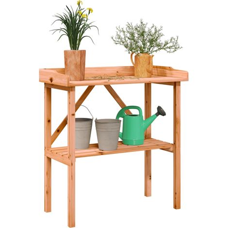 Gartentisch Mit Ablage, Braun, 78 X 38 X 82,5 Cm, Massives Tannenholz