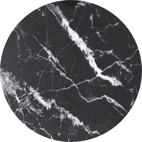 Tischplatte Aus Schwarzem, Gehärtetem Glas, Ø 60 X 0,8 Cm, Marmoroptik
