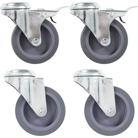 Lenkrollen Mit Bolzenloch, 4 Stück, 75 Mm