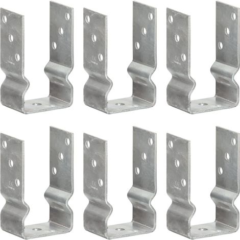 Pfostenhalterungen, 6er-set, Silberfarben, 8×6×15 Cm, Verzinkter Stahl