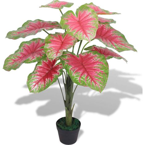 Künstliches Caladium Im Topf, 85 Cm, Rot Und Grün