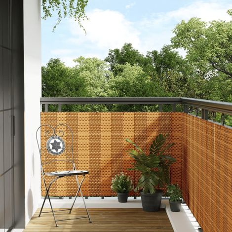 Balkon-sichtschutz, Hellbraun, 500 X 80 Cm, Aus Polyrattan