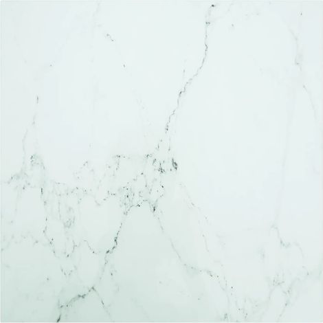 Weiße Tischplatte Aus Gehärtetem Glas, 80 X 80 Cm, 6 Mm Dick, Marmoroptik
