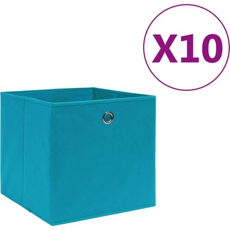 Aufbewahrungsboxen, 10er-set, Aus Vliesstoff, 28 X 28 X 28 Cm, Hellblau