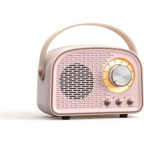 Vintage-retro-bluetooth-radio-lautsprecher – Kabelloser Stereo-lautsprecher Mit Ukw-radio – Vintage-design – Bluetooth 5.0-lautsprecher Für Kristallklaren Klang – Ideal Für Zuhause Und Draußen – Rosa