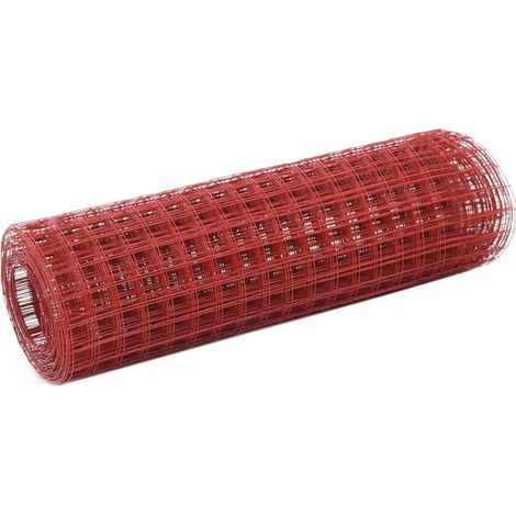 Stahldrahtzaun Mit Pvc-ummantelung, 25 X 0,5 M, Rot