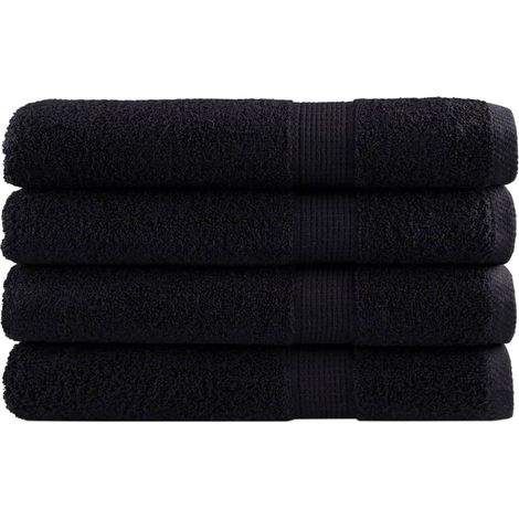 Solund Premium-saunahandtücher, 4er-set. Schwarz, 80 X 200 Cm, 600 G/m².