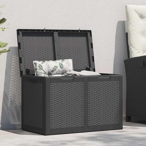 180-liter-gartenaufbewahrungsbox Aus Schwarzem Pp-rattan