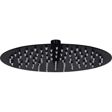 Regenduschkopf Aus Edelstahl, Rund, 25 Cm, Schwarz